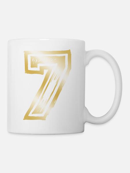 7 Zahl Gold - Tasse - Weiß