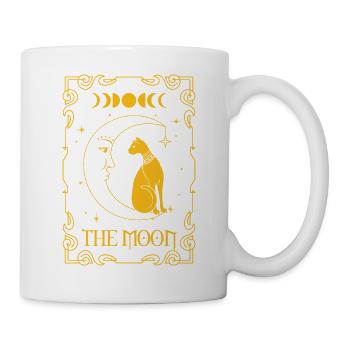 Moon Phases Cat Sitting on The Moon - Tasse - Weiß - Rechts