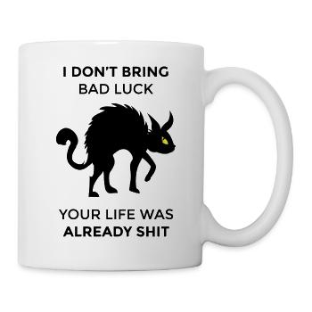 Schwarze Katze Katzenliebhaber Geschenkidee - Tasse - Weiß - Rechts