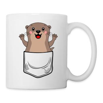 Loutre en poche mignonne Loutre poche poitrine - Mug blanc - blanc - Droite
