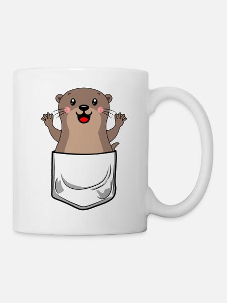 Loutre en poche mignonne Loutre poche poitrine - Mug blanc - blanc