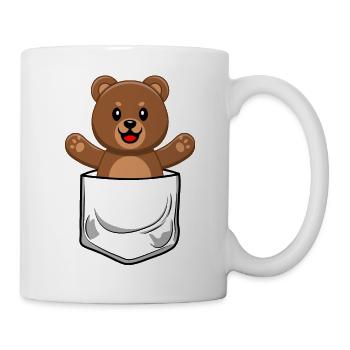 Bear Breast Pocket Brown Bear Teddy Bear - Mug - white - Right