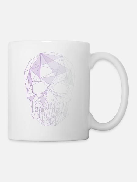 skull schädel lila gothik aesthetic wave low poly - Tasse - Weiß