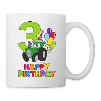 Dritter Geburtstag 3 Jahre alt Trekker Traktor - Tasse - Weiß - Rechts