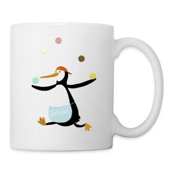 Pinguin jongliert Eis - Tasse - Weiß - Rechts