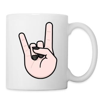 Heavy Metal Gruß Pommesgabel - Tasse - Weiß - Rechts