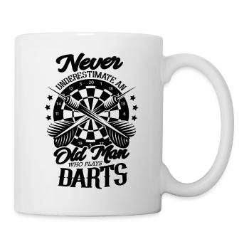 Never underestimate an old darts player - Mug - white - Right