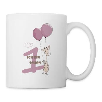 Kleine niedliche Baby Giraffe zum 1. Geburtstag - Tasse - Weiß - Rechts