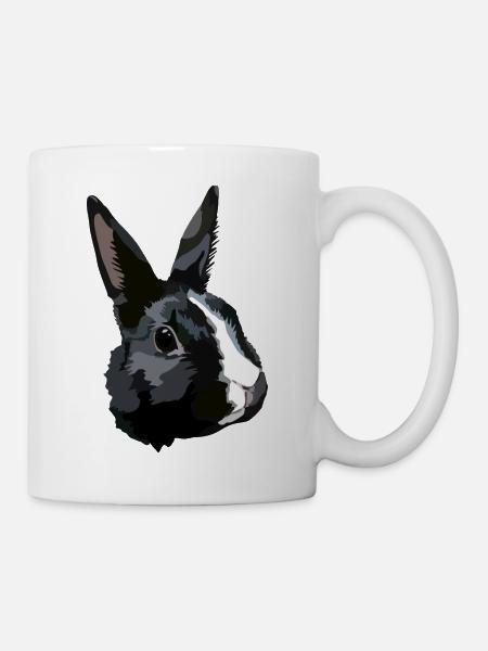 Lapin noir et blanc - Mug blanc - blanc
