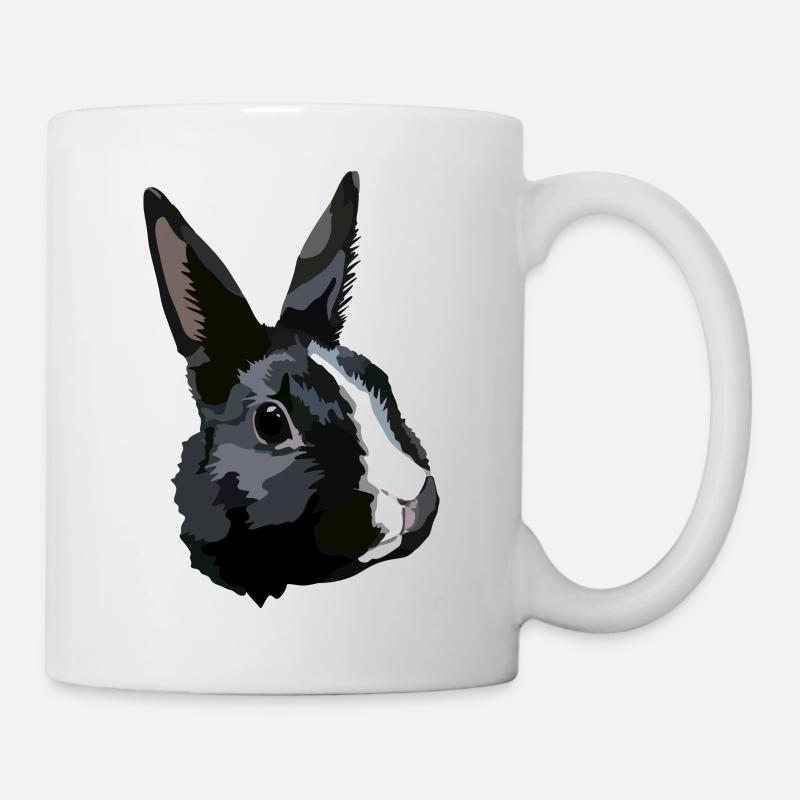 Lapin noir et blanc - Mug blanc - blanc