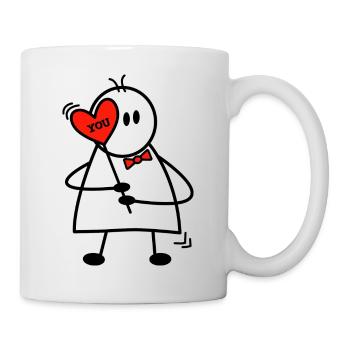 Valentinstag Lovestory Boy mit Herz I love you - Tasse - Weiß - Rechts