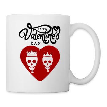 Happy Valentine's day queen & king skull red heart - Mug - white - Right