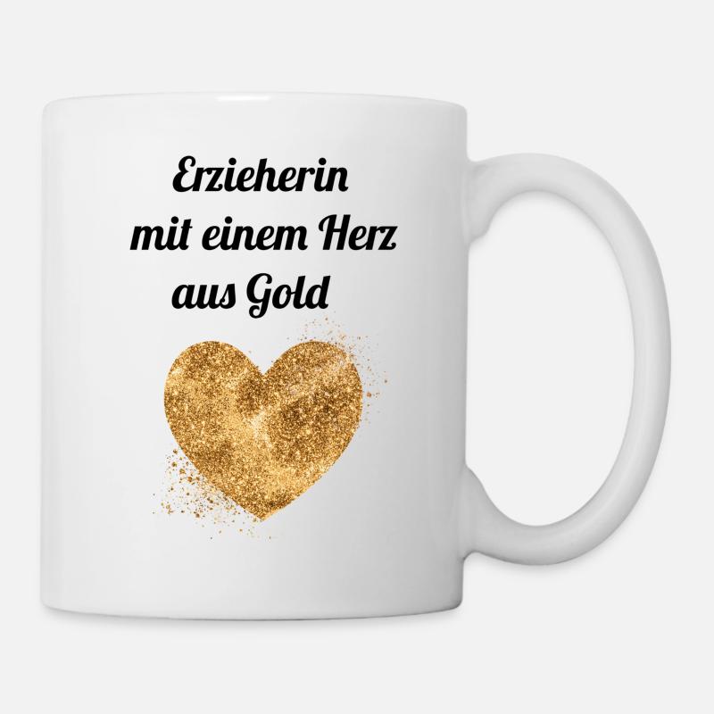 Erzieherin Herz Gold Geschenk Idee Danke Abschied - Tasse - Weiß