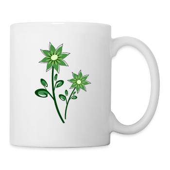 grüne Blumen abstrakt - Tasse - Weiß - Rechts