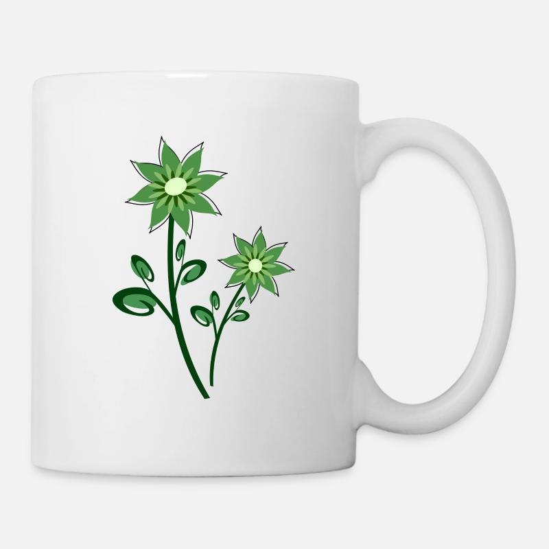 green flowers abstract - Mug - white
