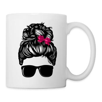 Girl Messy Bun with Bow - Tasse - Weiß - Rechts