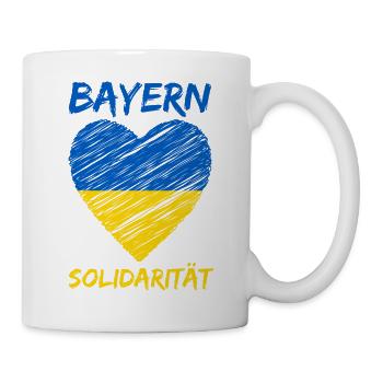 Bayern Solidarität Ukraine Friede Peace Herz - Tasse - Weiß - Rechts