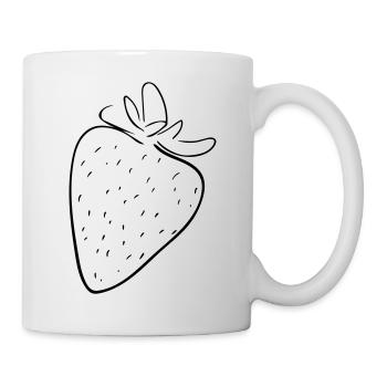 Strawberry Line Art - Minimalist - Mug - white - Right