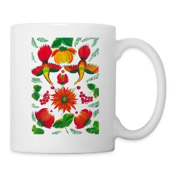 Ukrainische Blumen Ornamente. Petrykowski Fahrplan - Tasse - Weiß - Rechts
