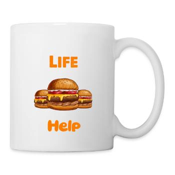 life happens and cheeseburgers help - Mug - white - Right