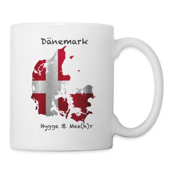 Dänemark Hygge & Mee(h)r dänische Flagge - Tasse - Weiß - Rechts