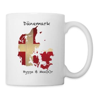 Dänemark Hygge & Mee(h)r Flagge Holz - Tasse - Weiß - Rechts