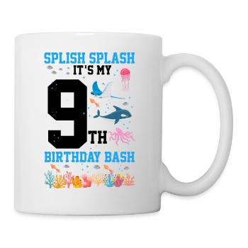 Marine Biology Birthday Party 9 Years Nine - Mug - white - Right