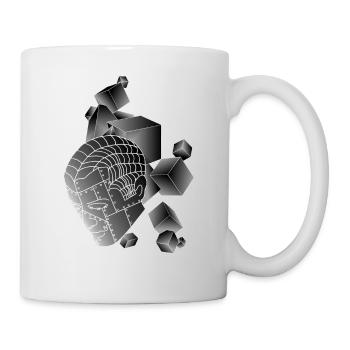 Robot with cube dark grey - Mug - white - Right