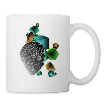 Roboter mit Würfeln bunt - Tasse - Weiß - Rechts