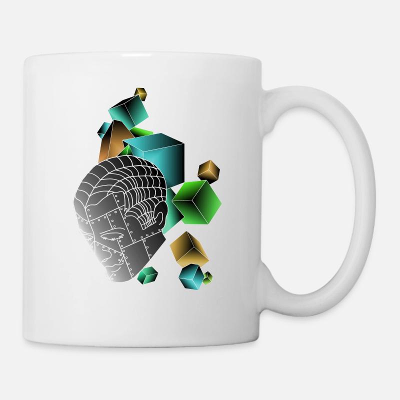 Robots avec des cubes colorés - Mug blanc - blanc