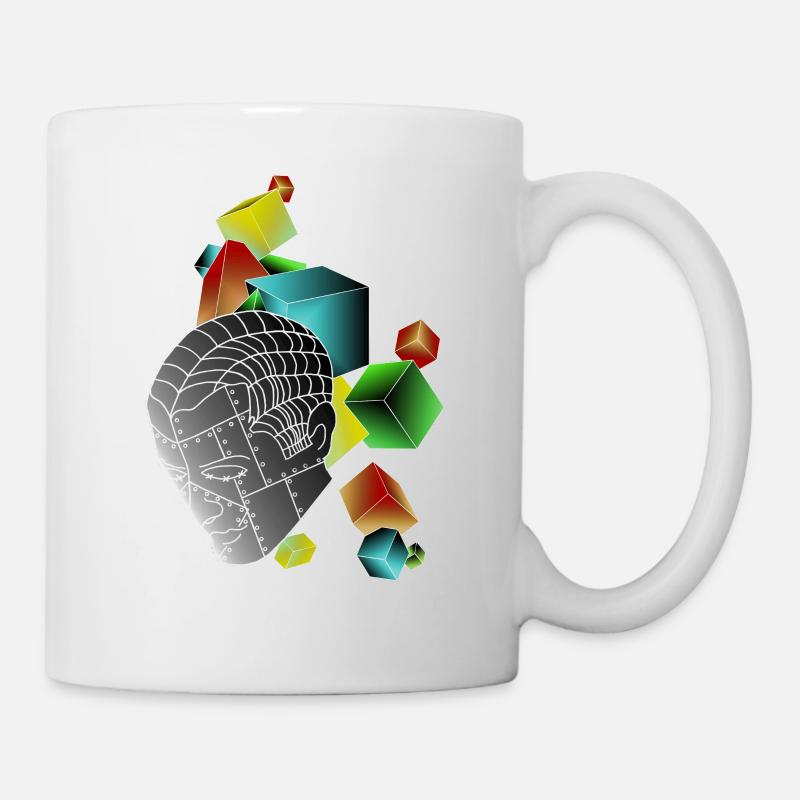 Robots avec des cubes colorés - Mug blanc - blanc