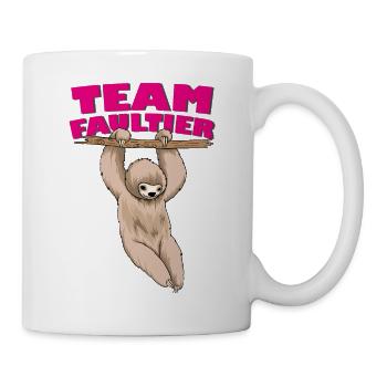 Team Faultier Motto Muddy Run Lauf Grümpeltunier - Tasse - Weiß - Rechts