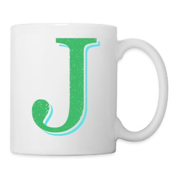 Lettre J verte géante prénom naissance - Mug blanc - blanc - Droite