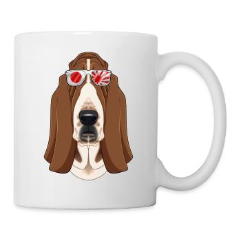 Basset Hound Japan Sunglasses I Japanese Flag - Tasse - Weiß - Rechts