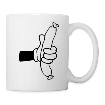 Wurst Comic Hand BBQ - Tasse - Weiß - Rechts