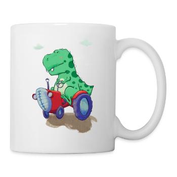 dinosaure sur son tracteur - Mug blanc - blanc - Droite