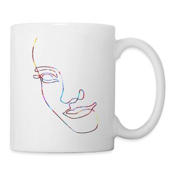 Dessin au trait silhouette féminine Visages féminins visage - Mug blanc - blanc - Droite