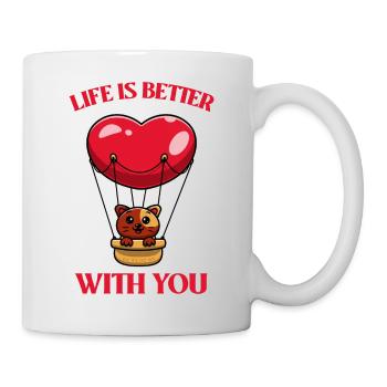 Katze im Heißluftballon - Tasse - Weiß - Rechts
