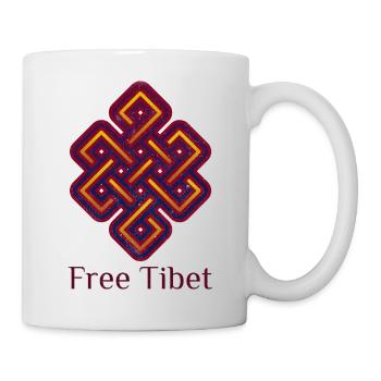 Befreit Tibet. Tibetisch-buddhistischer endloser Knoten - Tasse - Weiß - Rechts