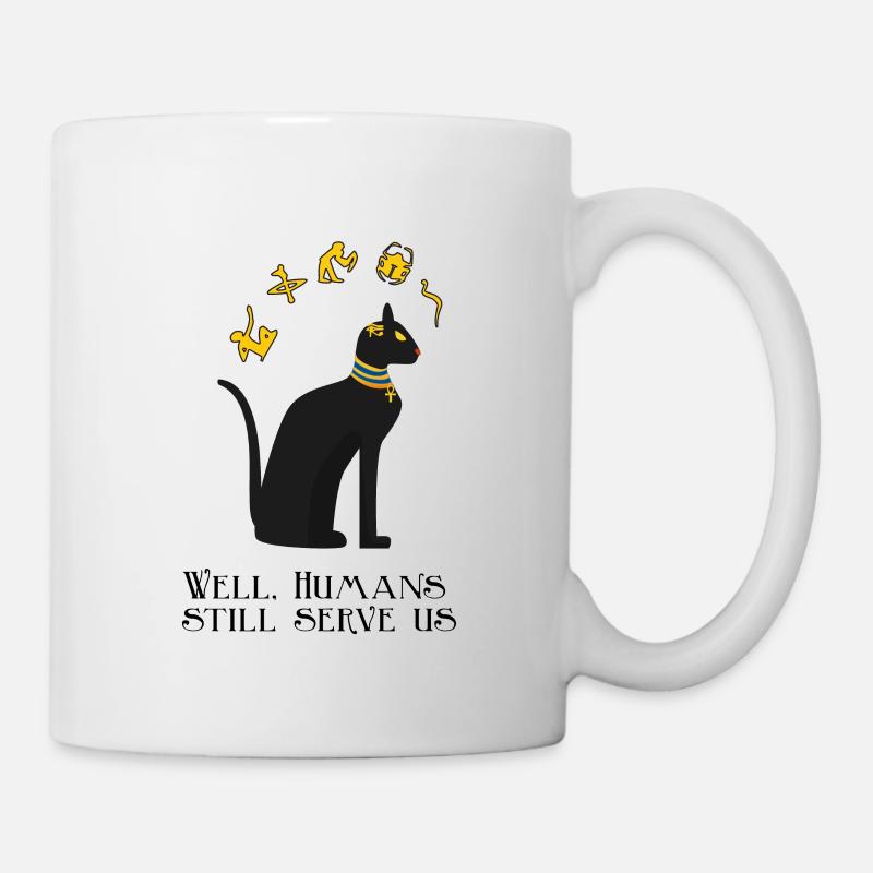 Drôle de conception de chat avec hiéroglyphes - Mug blanc - blanc