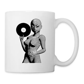 Techno Alien girl with control plate in hand. - Mug - white - Right