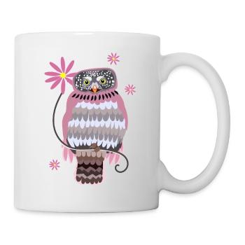 owl with flowers - Mug - white - Right
