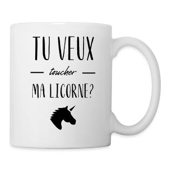 tu veux toucher ma licorne - Mug blanc - blanc - Droite