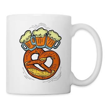 Octoberfest beer party. Beer mug and Brezel. - Mug - white - Right