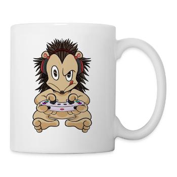 Hedgehog With Gaming Controller I Funny Gaming I - Tasse - Weiß - Rechts