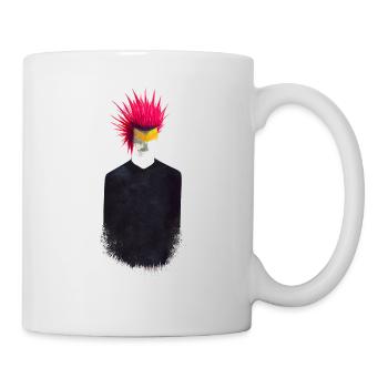 Punker Minimal Design Pink Hairstyle Simple Punk - Mug - white - Right