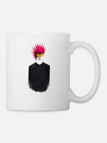 Punker Minimal Design Pink Hairstyle Simple Punk - Mug - white