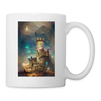 Oil painting castle, castle in starry night, - Mug - white - Right