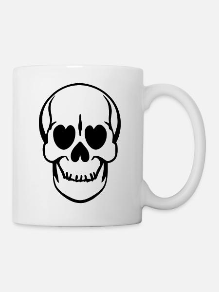skully heart - Tasse - Weiß