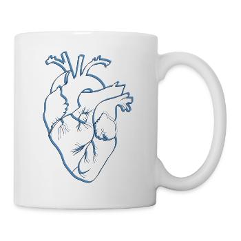 anatomisches Herz, outline schwarz/blau - Tasse - Weiß - Rechts